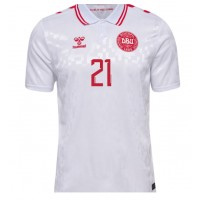 Camiseta Dinamarca Morten Hjulmand #21 Segunda Equipación Replica Eurocopa 2024 mangas cortas